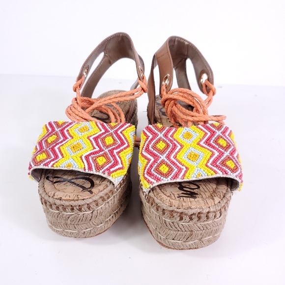 Sam Edelman Strappy Beaded Espadrilles Sandles - Picture 5 of 8